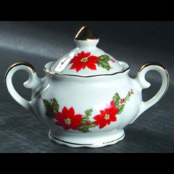 Lefton China Other - Lefton Pointsettia Sugar Bowl & Lid